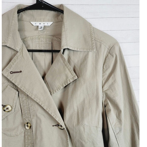 CAbi KHAKI BUTTON FRONT SHORT JACKET, SZ SMALL - Picture 2 of 11